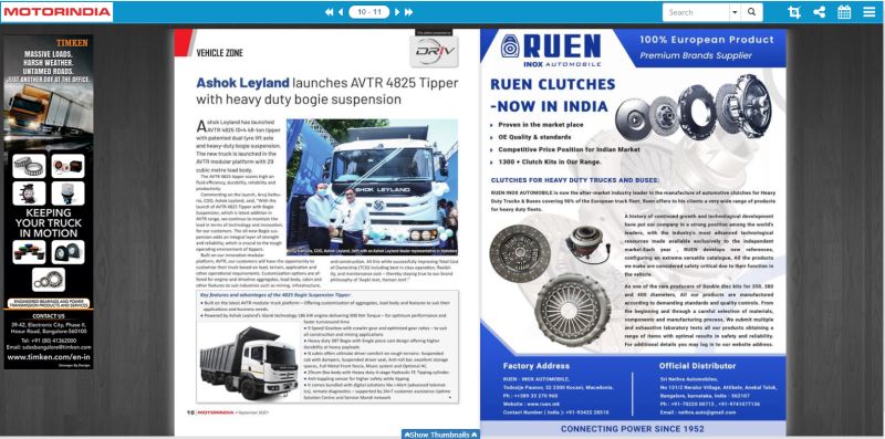 Ruen on September edition of MOTORINDIA Magazine ..