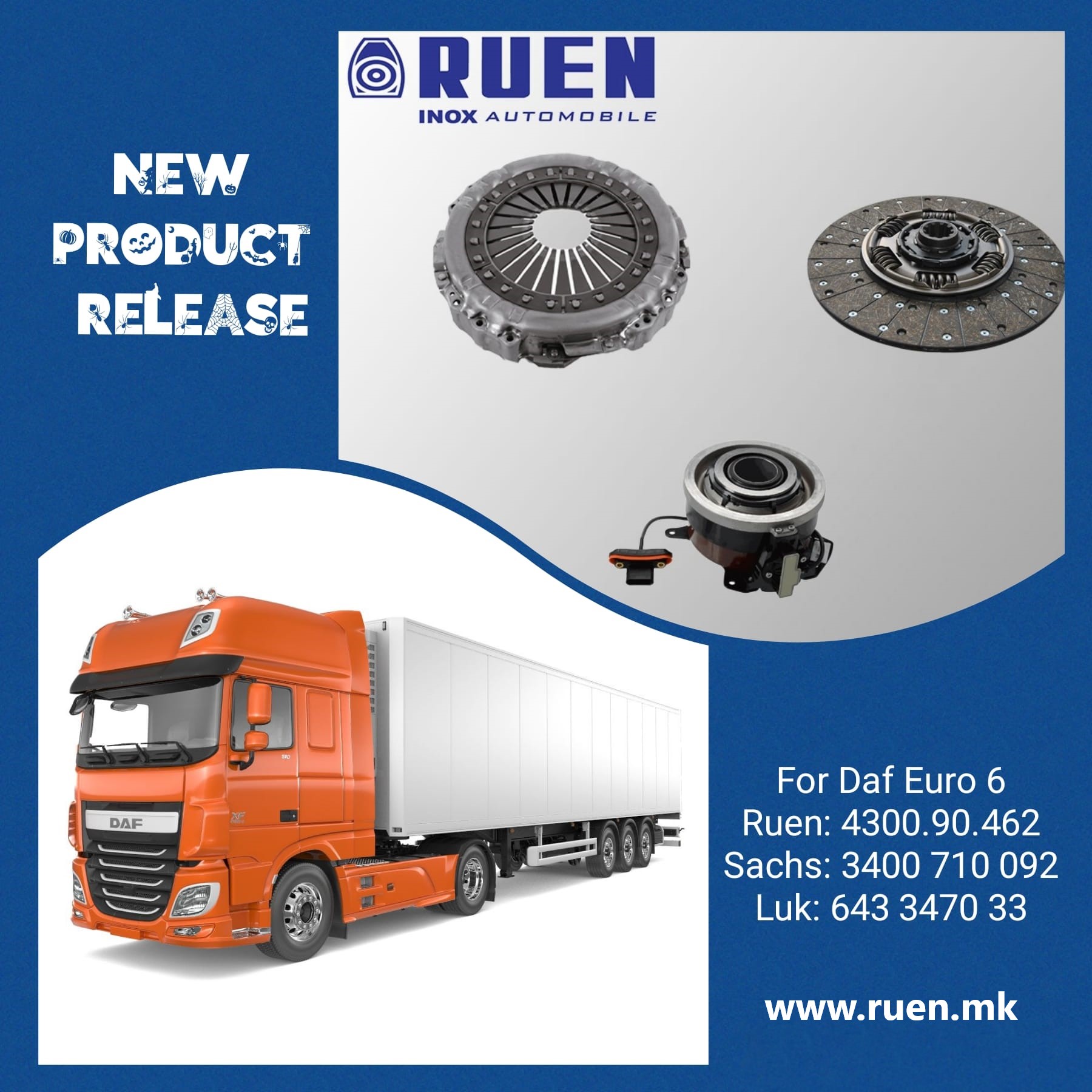 NEW PRODUCT RELEASE-CLUTCH KIT FOR DAF XF/CF EURO 6 MODELS